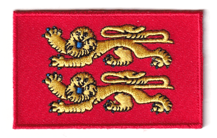 Normandy flag patch with two gold lions, size 6.5 x 4 cm.