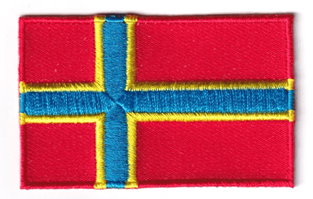 Orkney flag patch, 6.5 x 4 cm, vibrant design.