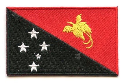 Papua New Guinea flag patch with Southern Cross stars and yellow bird of paradise.