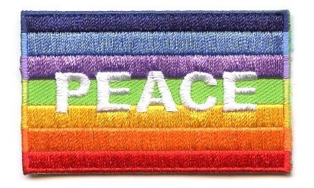 Peace flag patch with rainbow stripes, 6.5 x 4 cm.