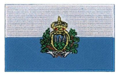 San Marino flag patch with coat of arms, size 6.5 x 4 cm.