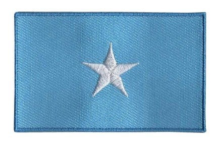 Somalia flag patch, blue base with white star, 6.5 x 4 cm.