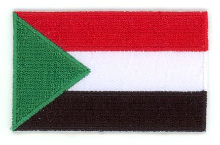 Sudan flag patch featuring red, white, and black stripes with a green triangle.