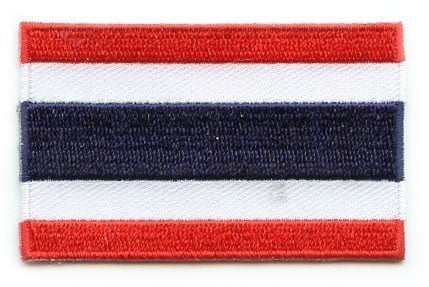 Thailand flag patch with red, blue, and white stripes, measuring 6.5 x 4 cm.