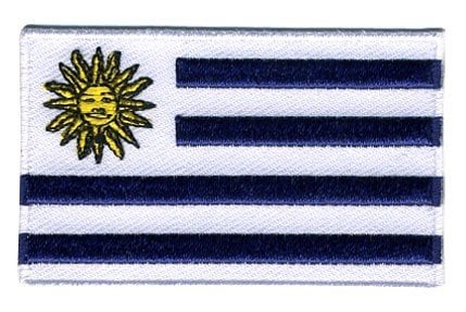 Uruguay flag patch with nine stripes and Sun of May emblem.