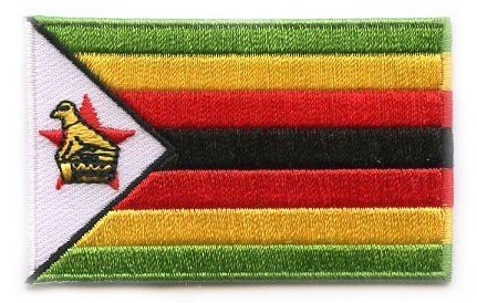 Zimbabwe flag patch featuring red, green, yellow, and black stripes with Great Zimbabwe bird.